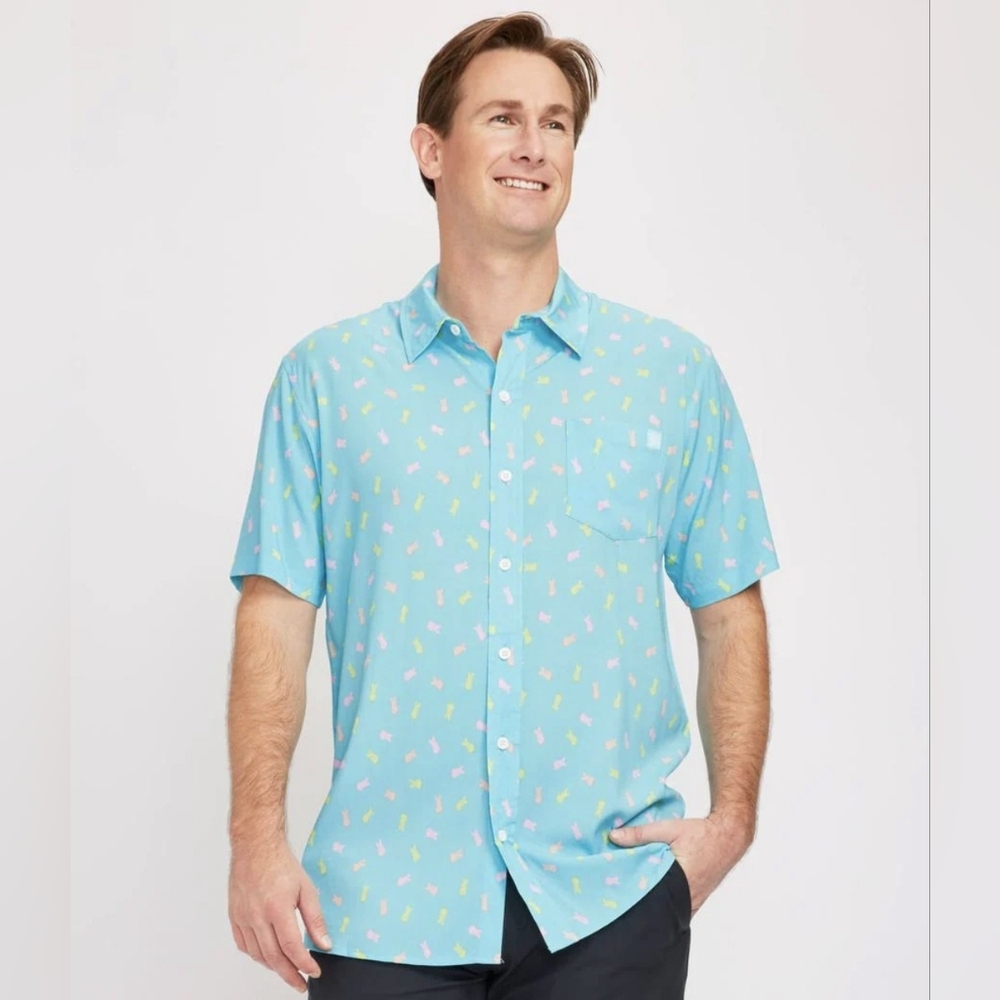 Peeps Its Hoppin'button Down‎ Shirt Mens Easters Sz XXL Pastel Colorful Summer